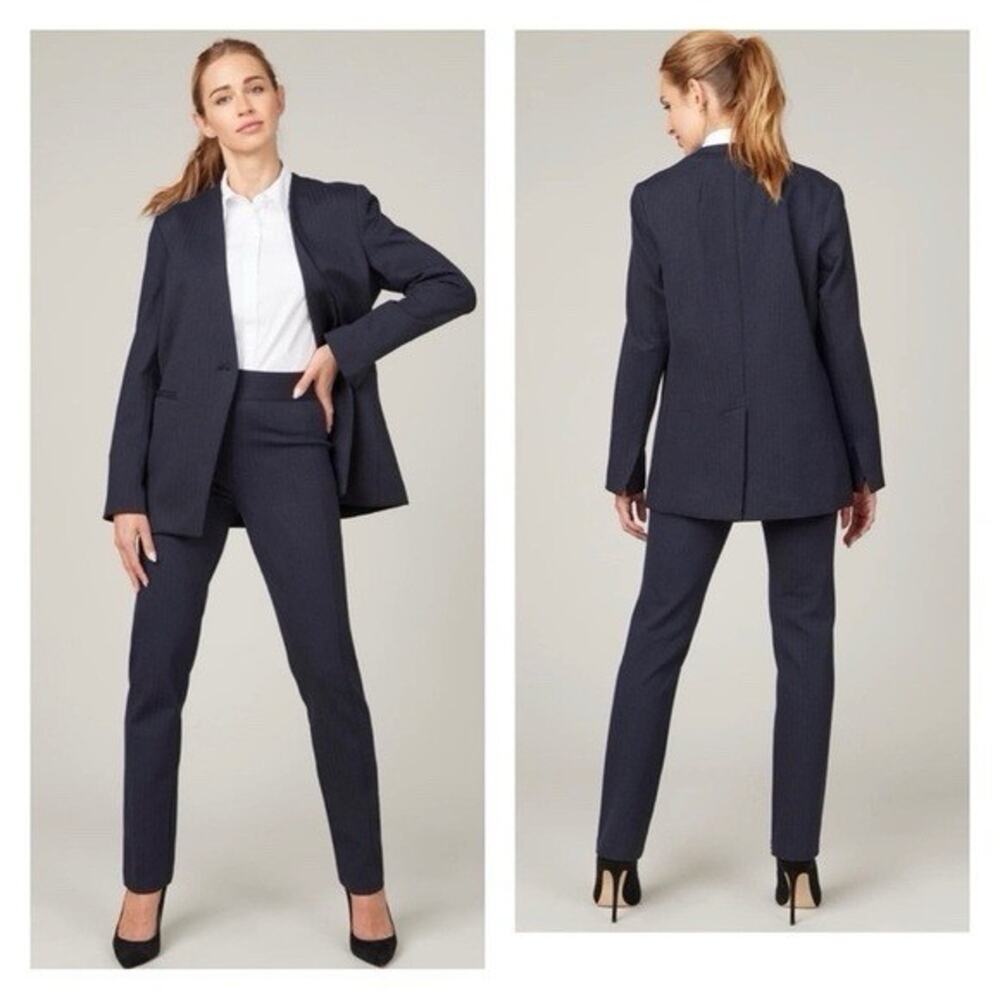 SPANX Navy Pinstripe Perfect Collarless Blazer Classic Career Office 1X